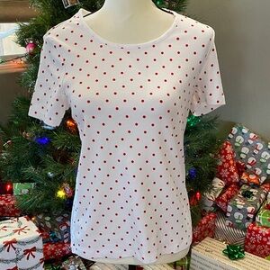 White Stag White and Red Polka Dot Top